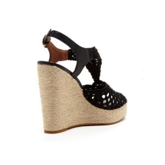 Lucky Brand Rilo Crochet Black Boho Wedge Platform Espadrille Slingback Sandal 8 - Picture 6 of 16